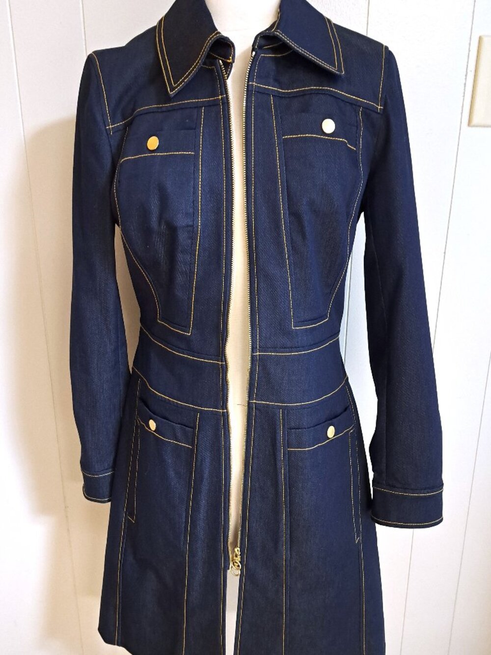 BEAUTIFUL DENIM LADIES JACKET ETCETERA SIZE 2 W REMOVABLE COLLAR VINTAGE